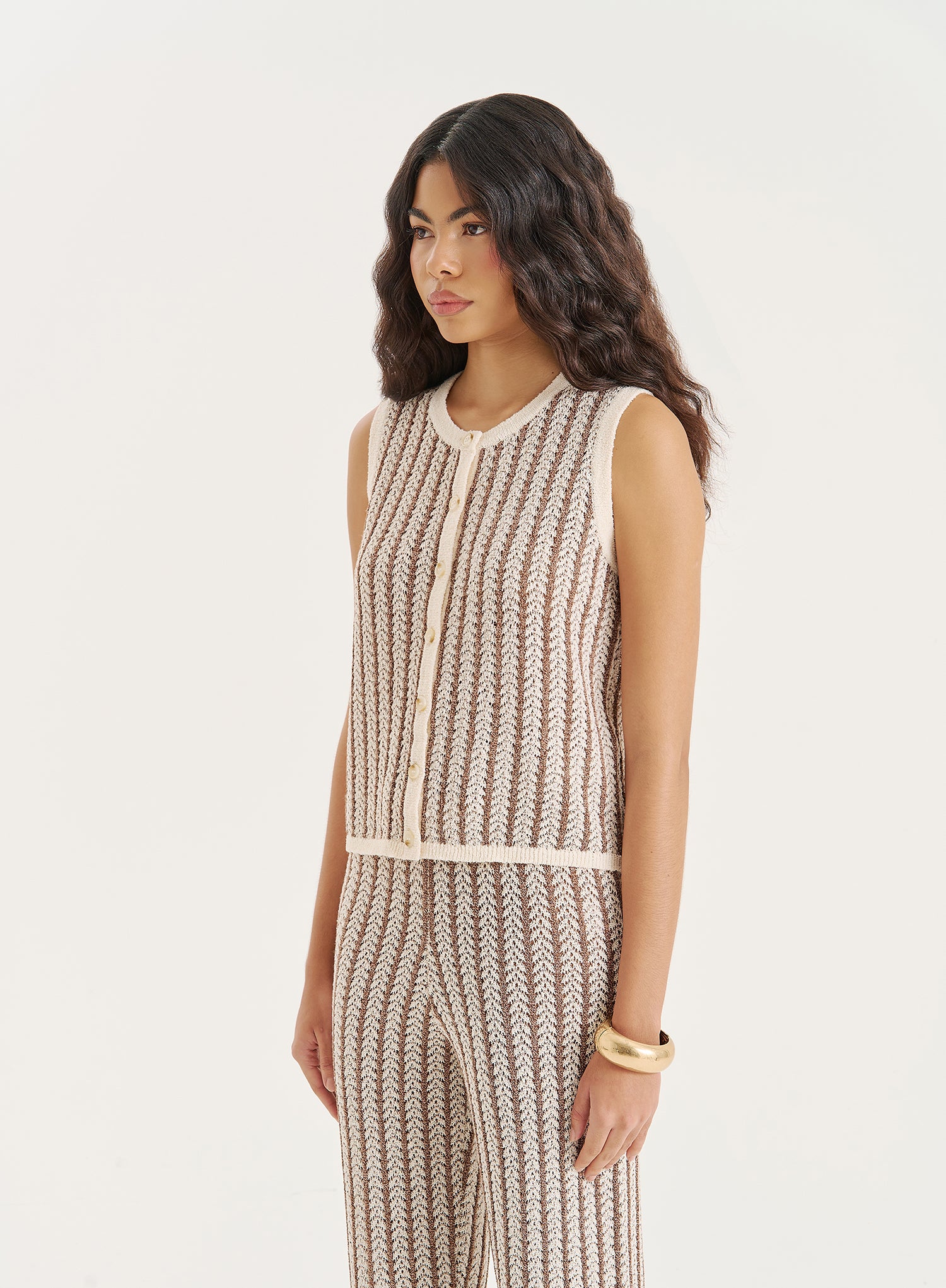 Stripe Knitted Sleeveless Top